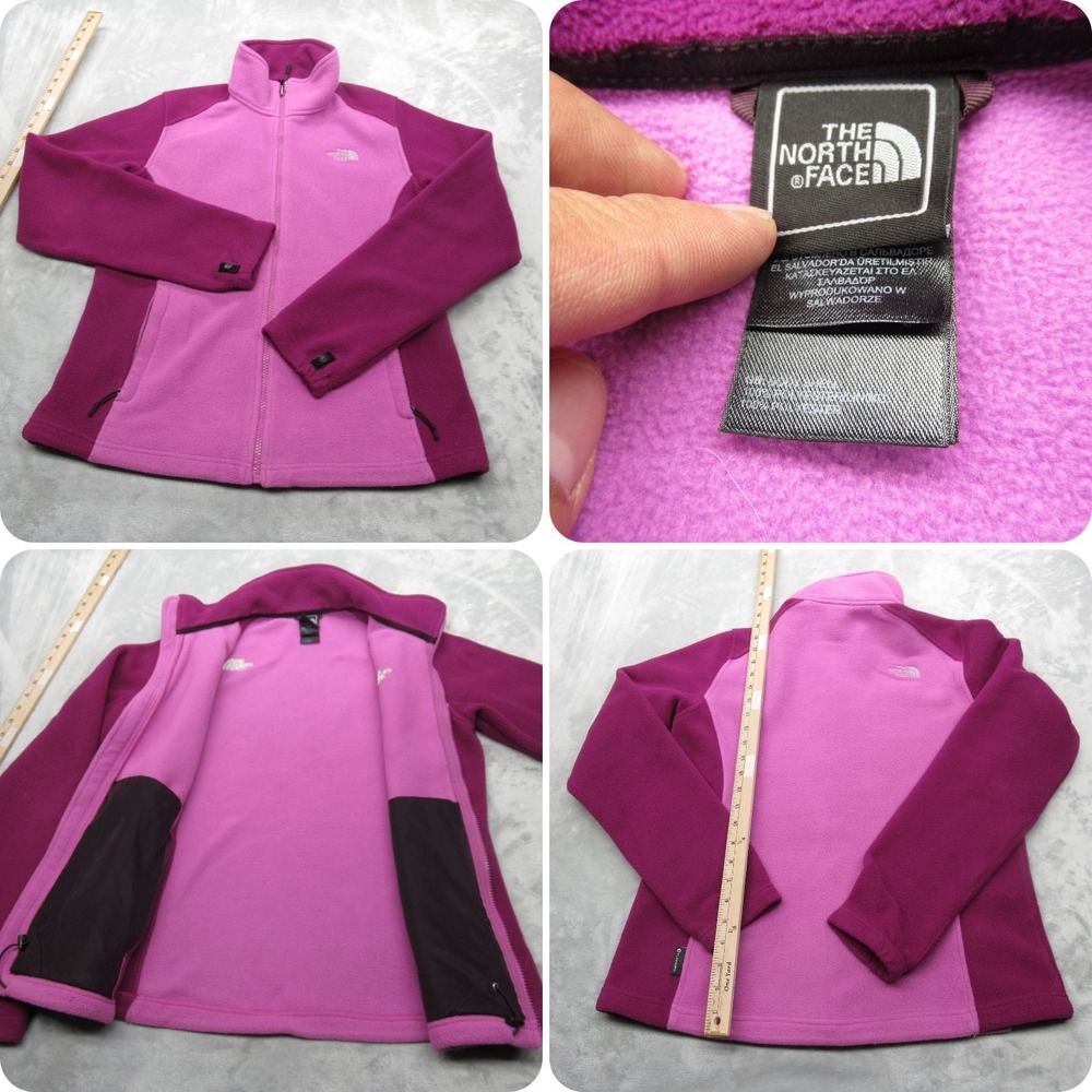The North Face Jacket Womens Small Purple Colorblock Soft Fleece Full Zip Hiking